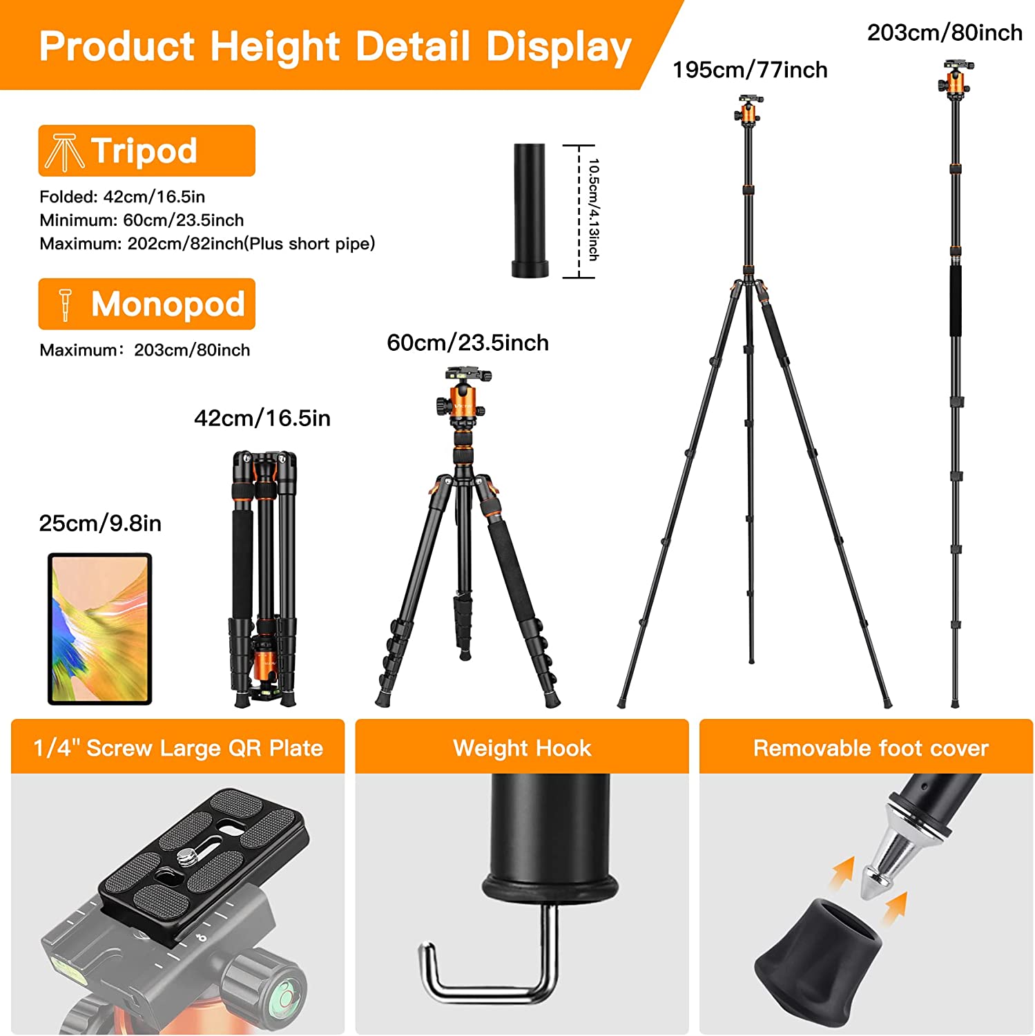Tripod Camera Tripod, Victiv 82 inches Aluminum Tripod for DSLR, 80 inches Monopod, Lightweight Tripod with 360 Degree Ball Head Loads Up to 30 lbs for Travel and Work