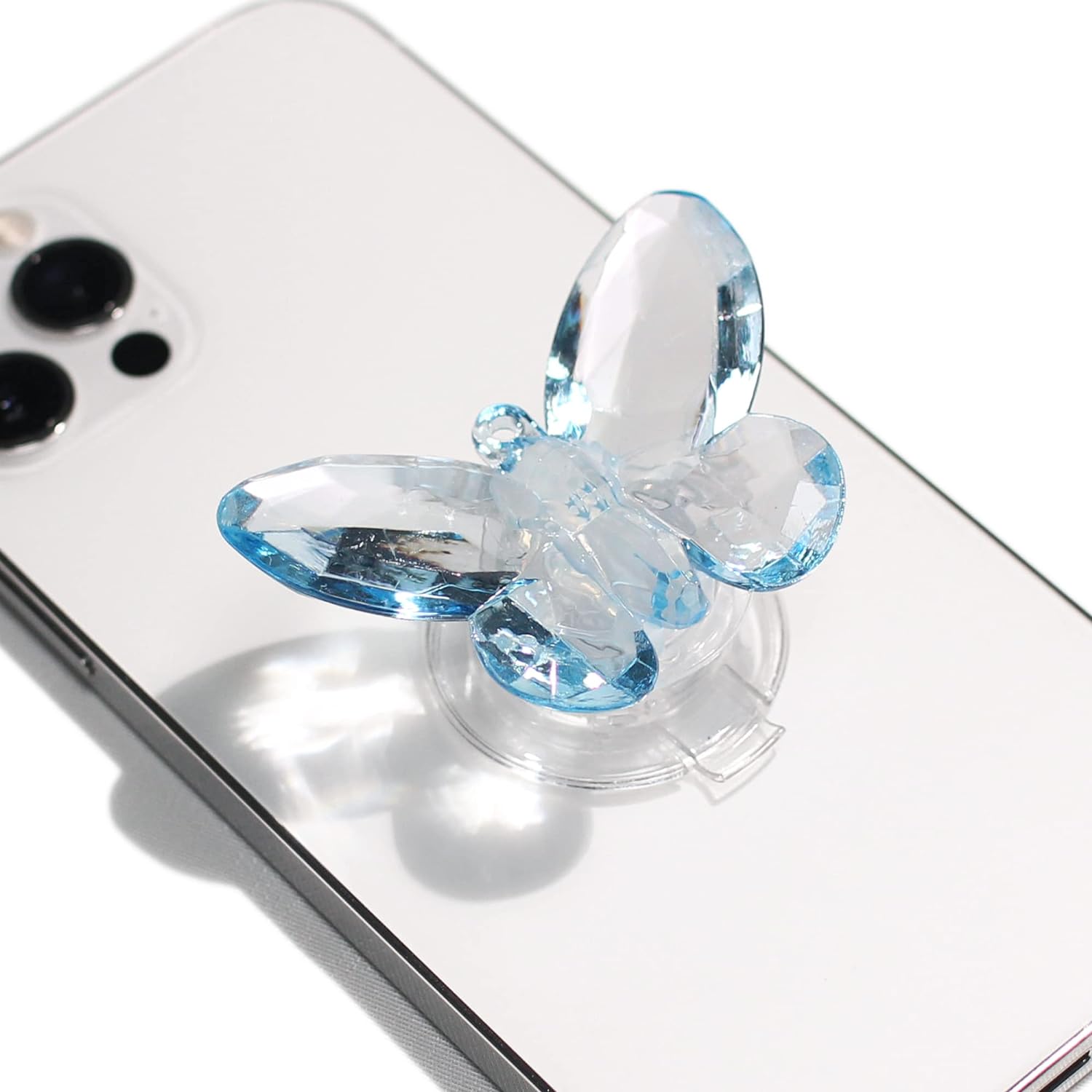 COMMONKUNST 3D Butterfly Shape Collapsible Expandable Multi Functional Mobile Phone Grip & Kicktand (Sky Blue)