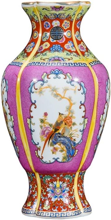 ZSEDP Jingdezhen Ceramic Vase Decoration Antique Enamel Porcelain Fishtail Vase Gift Classical Home