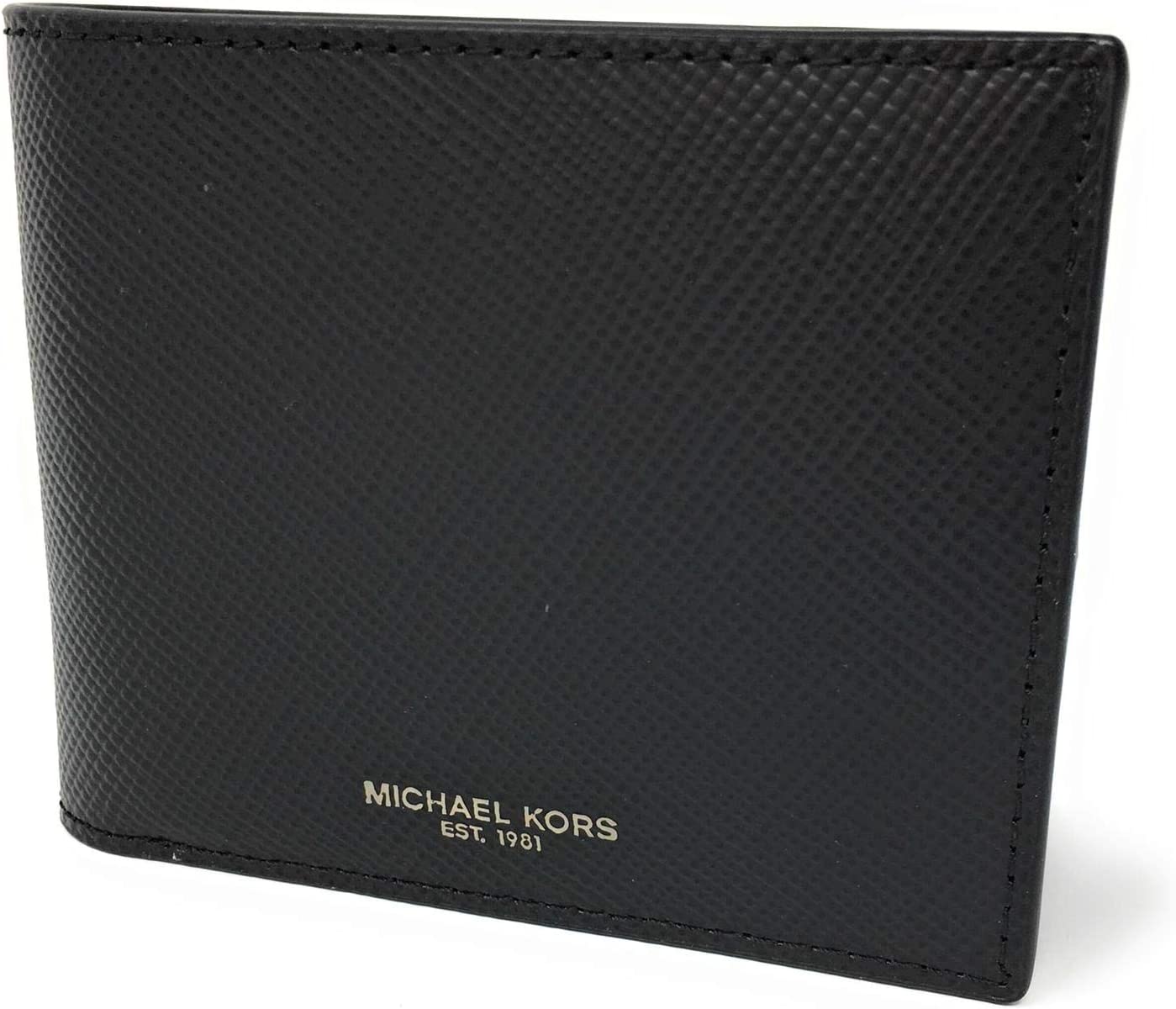 Michael Kors Men's Harrison Billfold with Passcase Leather Wallet No Box Included,slim (Black)