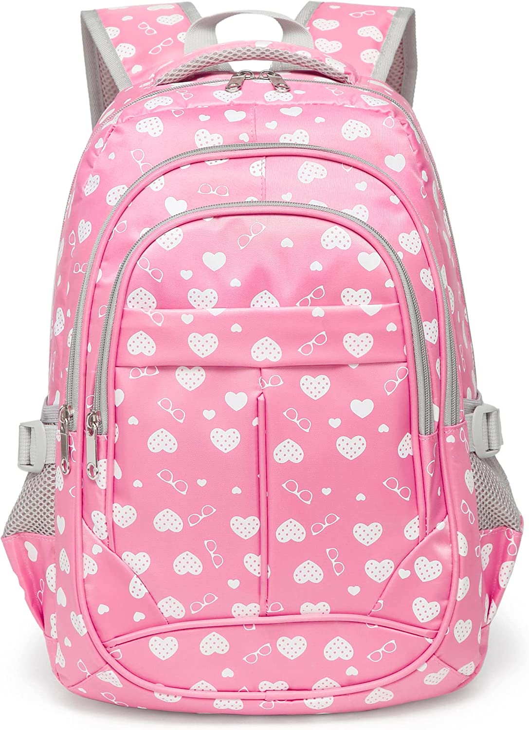 BLUEFAIRY Girls Backpack for Kids Elementary School Bags Bookbag for Child Teens Lightweight Waterproof Nylon Sturdy Gifts Mochila Para 5.6.7.8.9.10 Ni?as(Pink)