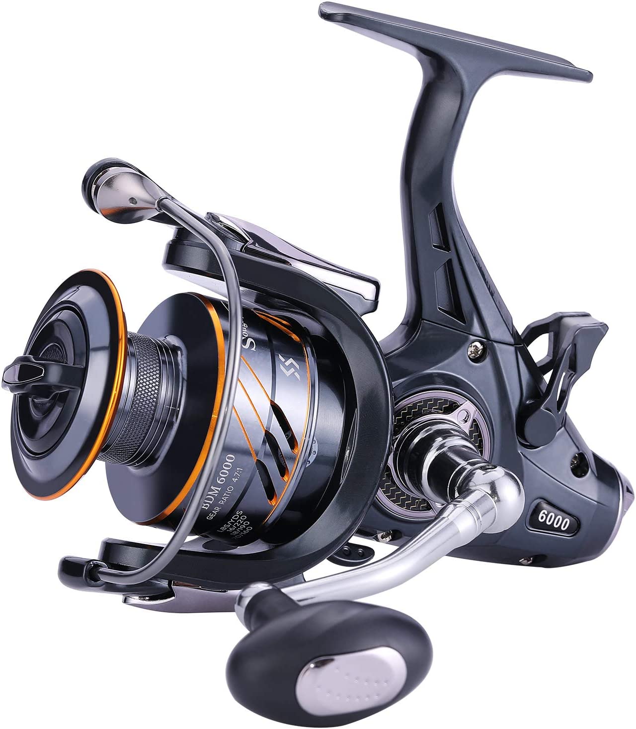 Sougayilang Carp Spinning Reel 5+1 Shielded Stainless Steel BB - Carbon Fiber Drag for Fishing Action Bait Feeder Standard Fishing Reel Runner for Freshwater