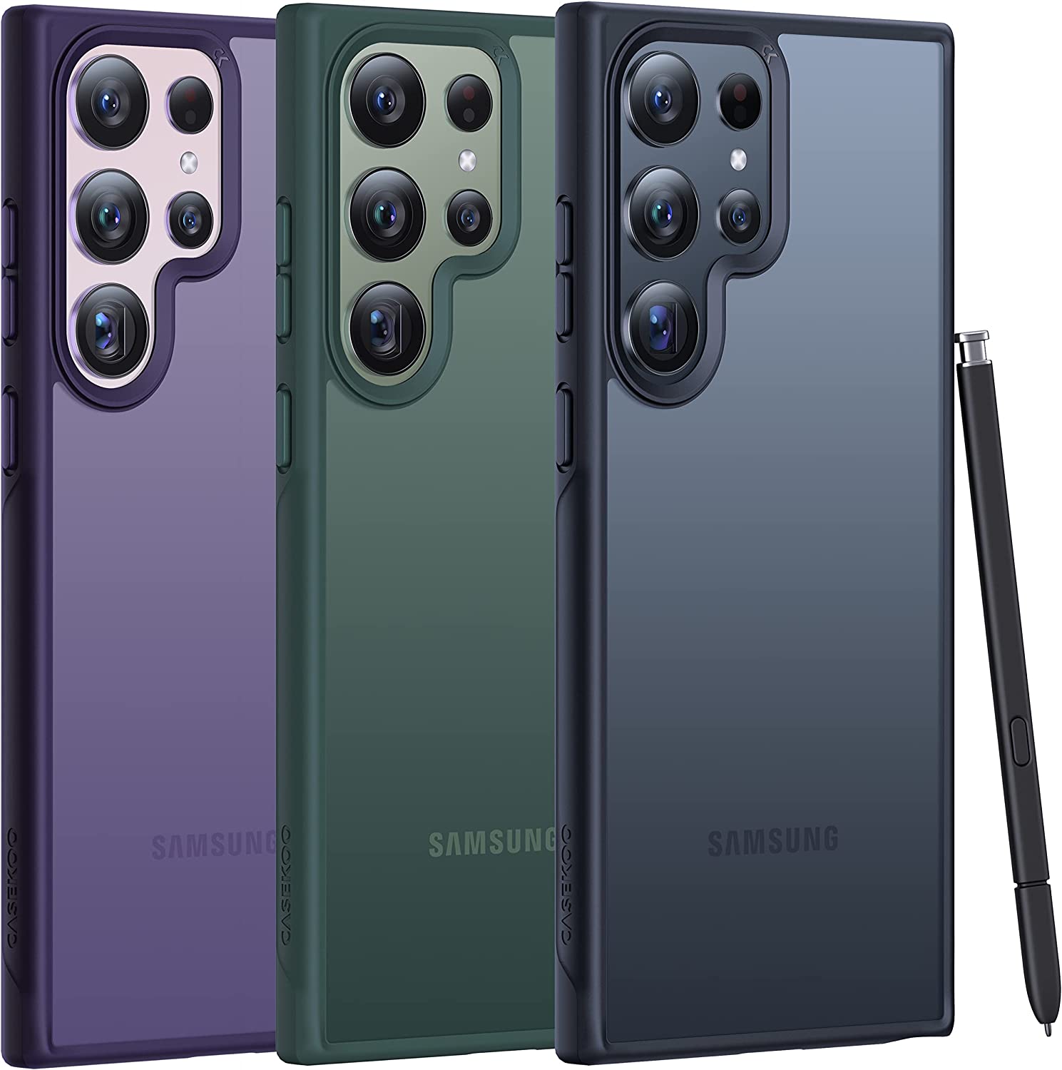 CASEKOO Genuine Official for Samsung Galaxy S23 Ultra case (10FT Military Drop Protection) (Zero-Smudge Tech) Translucent Hard Back & Soft Bumper, Protective Slim Thin S23 Ultra Case 6.8'' 2023, Black