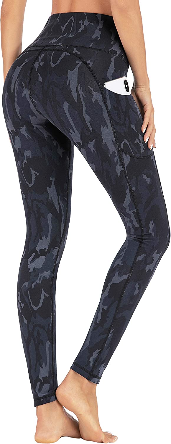 IUGA Leggings with Pockets for Women High Waisted Printed Yoga Pants for Women Workout Leggings for Women with Side Pockets