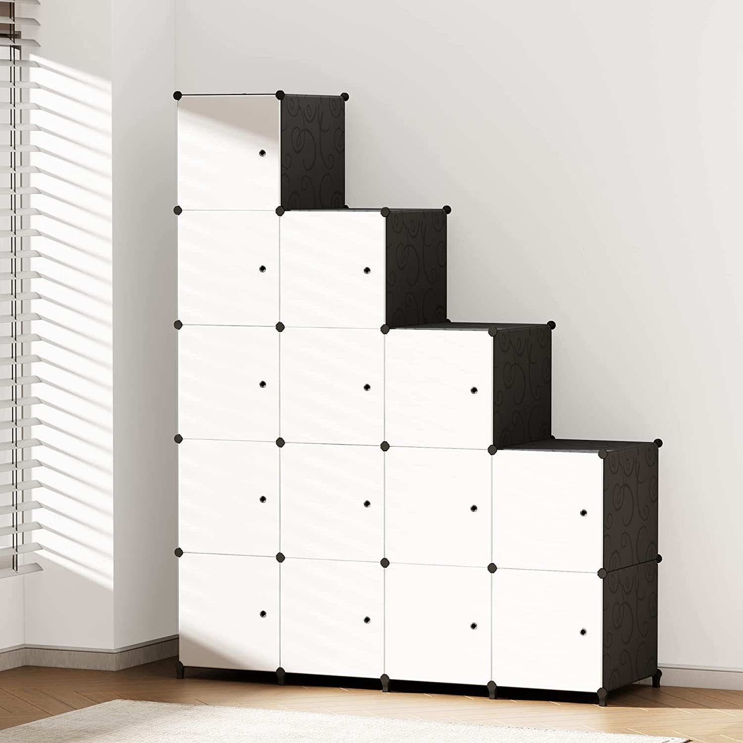 JOISCOPE Portable Closet Wardrobe Storage Organizer Cube for Hanging Clothes，Bedroom Armoire，Extra Sturdy, Strong and Durable，8-Cube