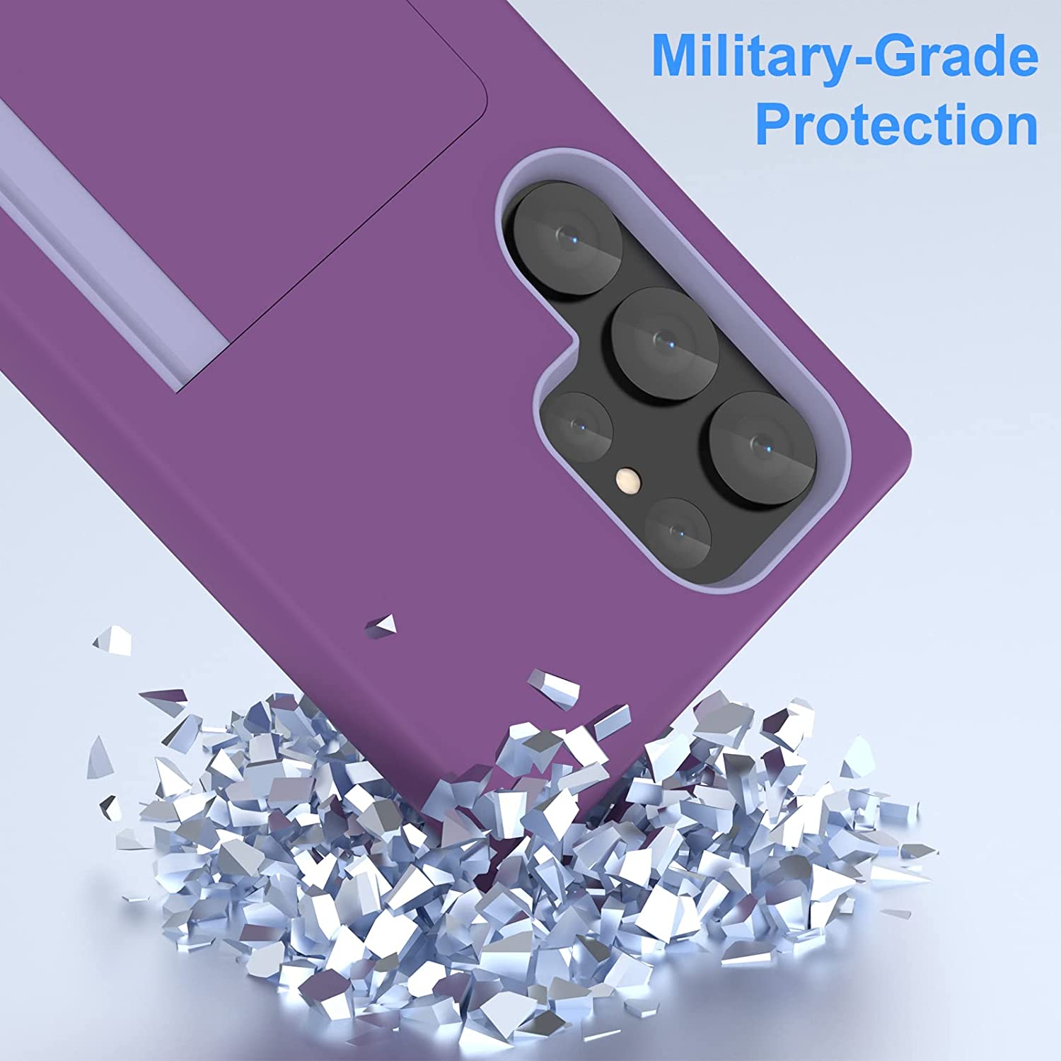 Compatible with Galaxy S23 Ultra Case with Kickstand ID Credit Card Holder for Samsung S23 Ultra Protective Shockproof Phone Wallet Case Cover (Purple)