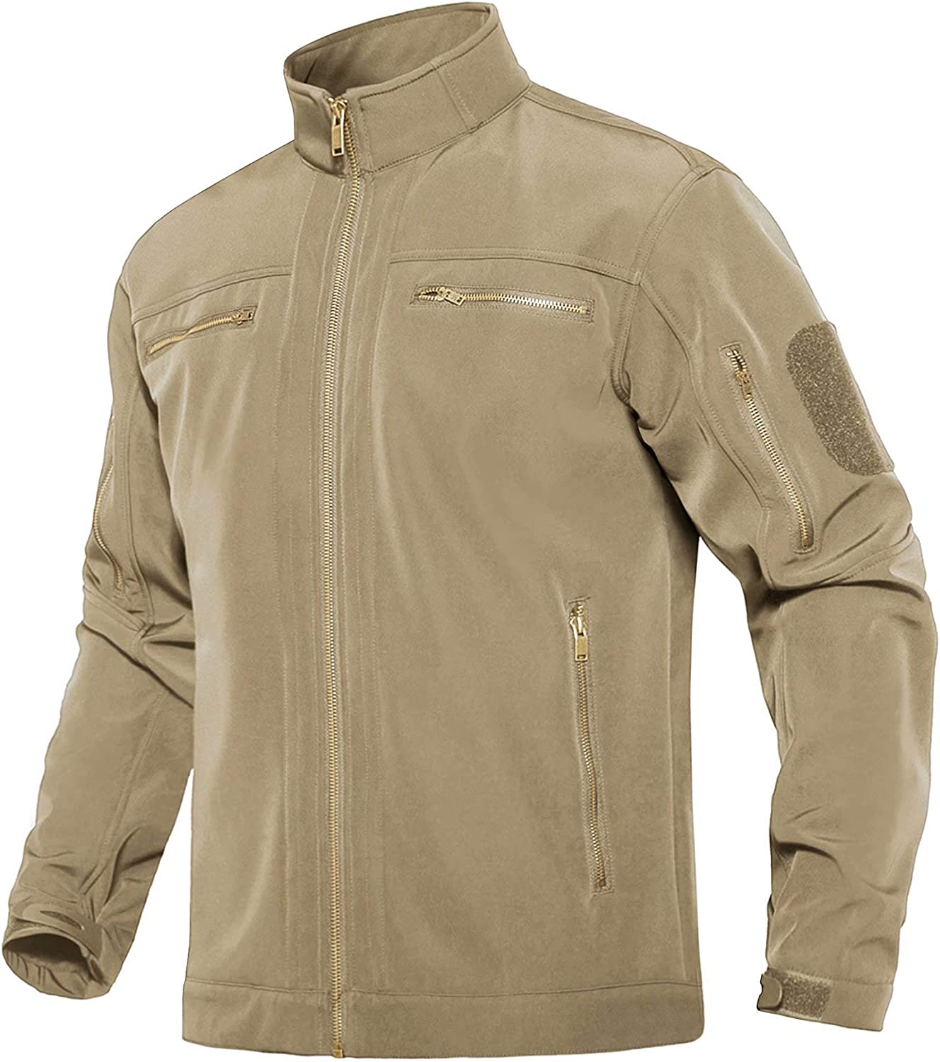 MAGCOMSEN Men's Tactical Jacket 6 Metal Zip Pockets Water Resistant Fleece Lined Softshell Winter Jacket
