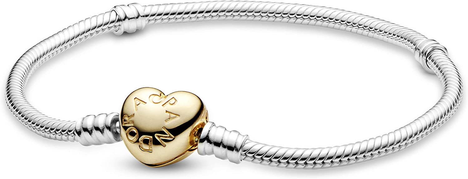 PANDORA Jewelry Moments Heart Clasp Snake Chain Charm Bracelet