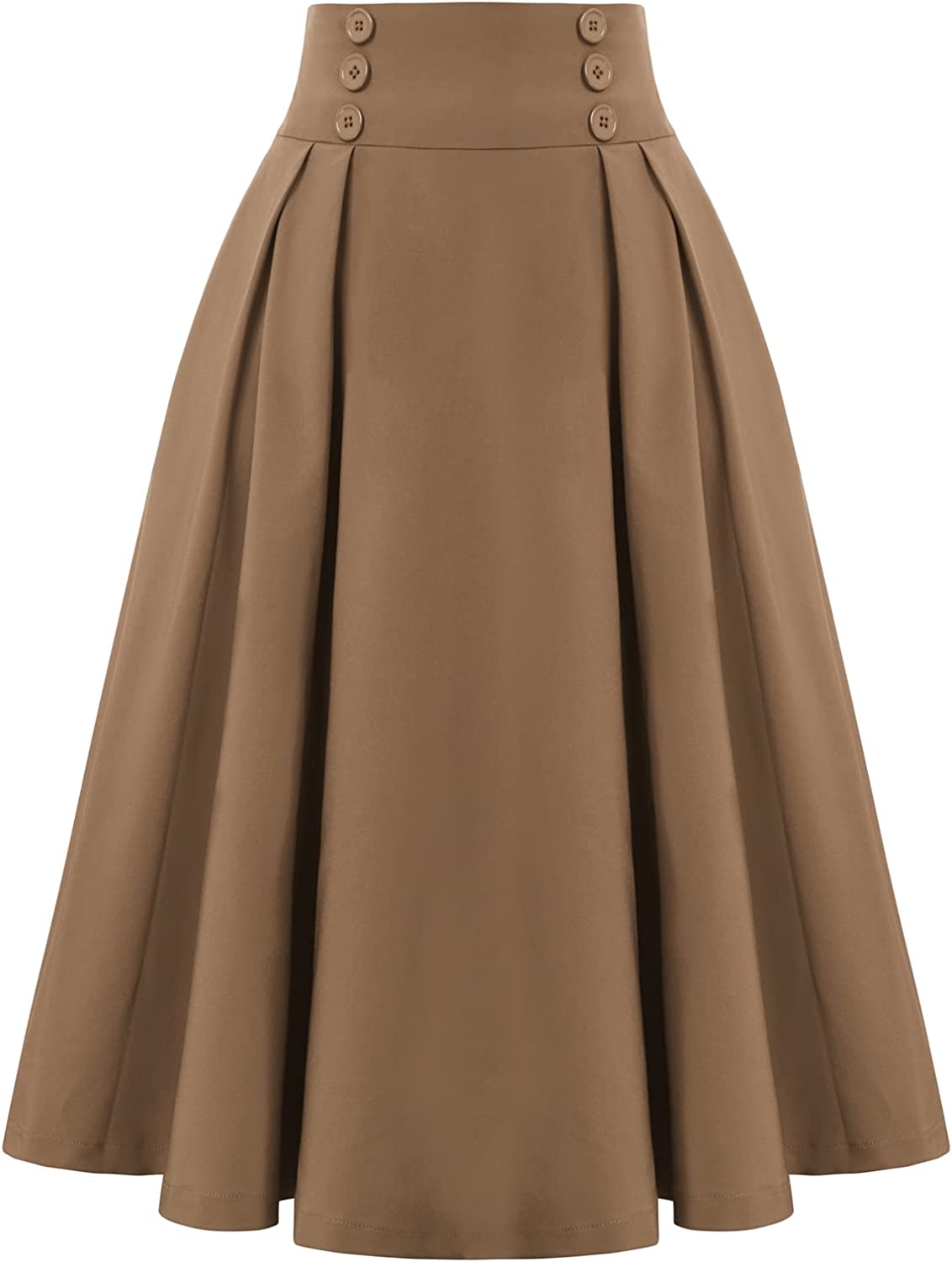 Belle Poque Women Plaid Skirt Vintage High Waist Pleated Skirt with Pockets BPA020