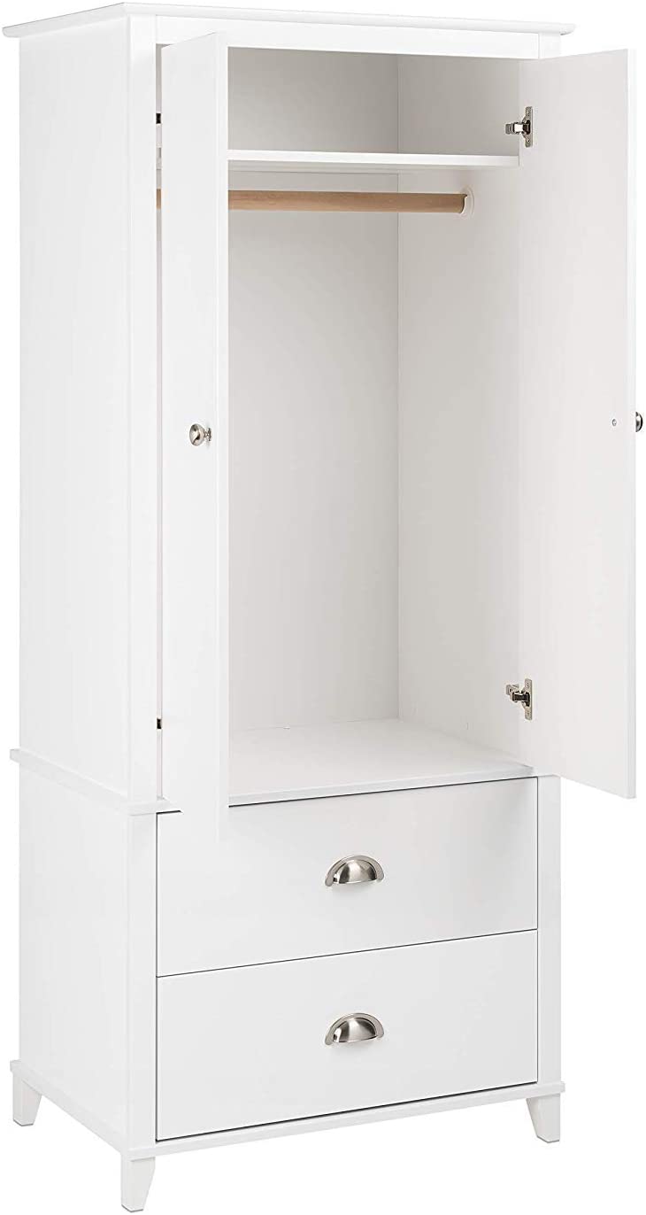 Prepac Yaletown 2 Door Armoire， 21&#34;D x 31.5&#34;W x 72&#34;H， White